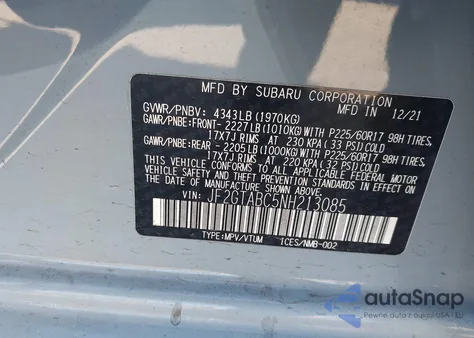 2022 Subaru Crosstrek from USA, damaged, VIN JF2GTABC5NH213085